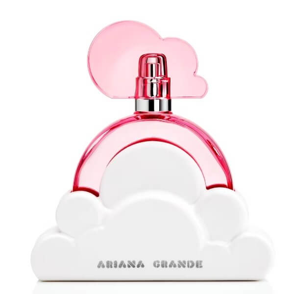 Ariana Grande Cloud Pink Parfümflasche mit Wolkenbasis, ideal für Parfümproben und Duftproben zum Parfüm testen