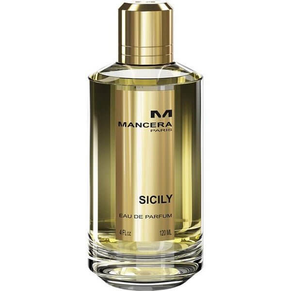 Mancera Sicily Eau de Parfum Spray in a golden Voluptuous Gold bottle, ideal for Parfümproben and Duftproben. Parfüm testen.