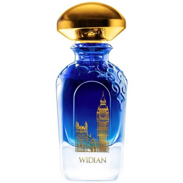 Widian Sapphire Collection London Parfumflakon mit goldenem Deckel, ideal für Parfümproben und Duftproben.