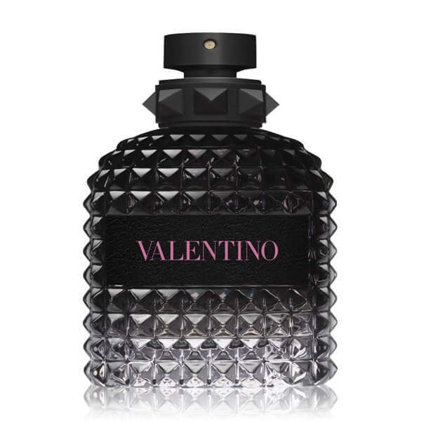 Schwarze Valentino Uomo Born in Roma Parfümflasche, ideal zum Parfüm testen mit Duftproben.